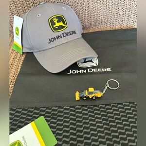 John Deere Charcoal Hat with Vibrant Yellow Emblem-Keychain & Bag
